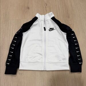 Nike Kids 4 XS White and Black Full-Zip Swoosh Track Jacket